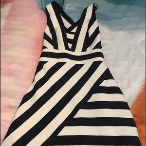 Milly Dress: navy and off white striped